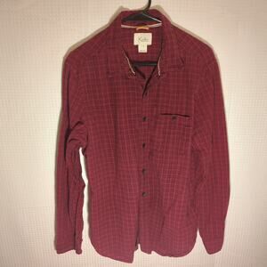 Koto L Red Grid Pullover Shirt Men Long Sleeve 100% Cotton Urban Outfitters